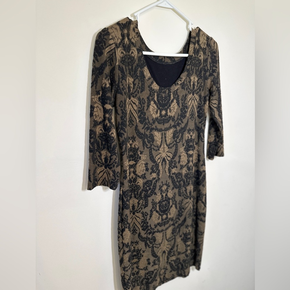 A Pea in a Pod Willow and Clay Maternity Damask-Print Sheath Dress - Picture 6 of 7